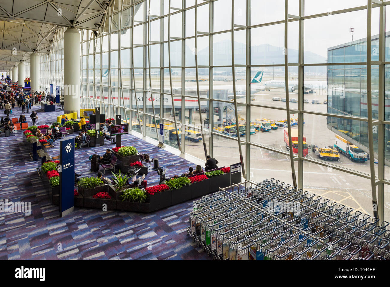 A waiting lounge in Hong Kong International Airport, Chek Lap Kok, Hong Kong Stock Photo