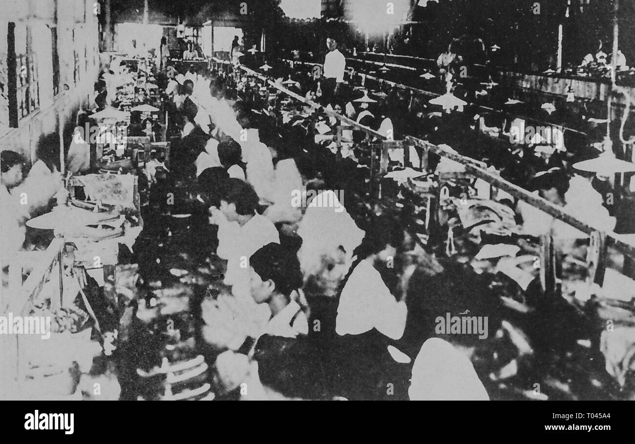 Workers of Korean people, during under Japanese rule. Private Collection. Rubber product factory. Stock Photo