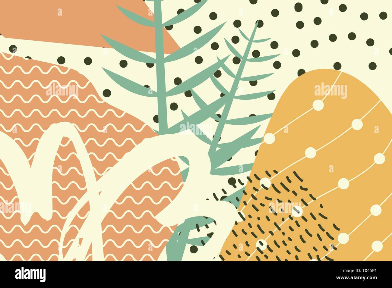 abstract background Creative doodle art header with different shapes and textures Stock Vector