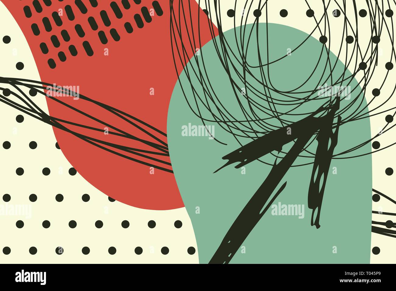 abstract background Creative doodle art header with different shapes and textures Stock Vector