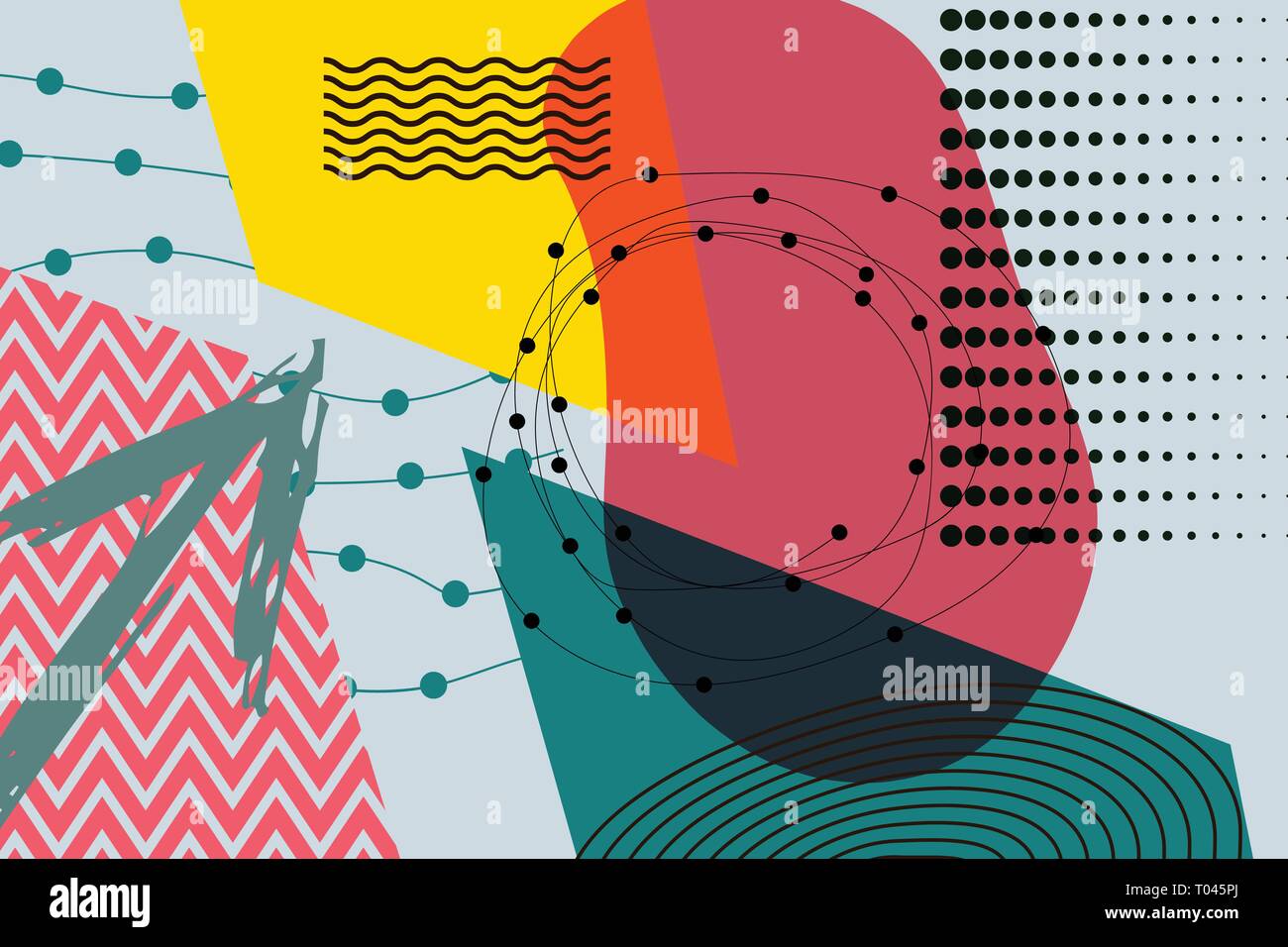 abstract background Creative doodle art header with different shapes and textures Stock Vector