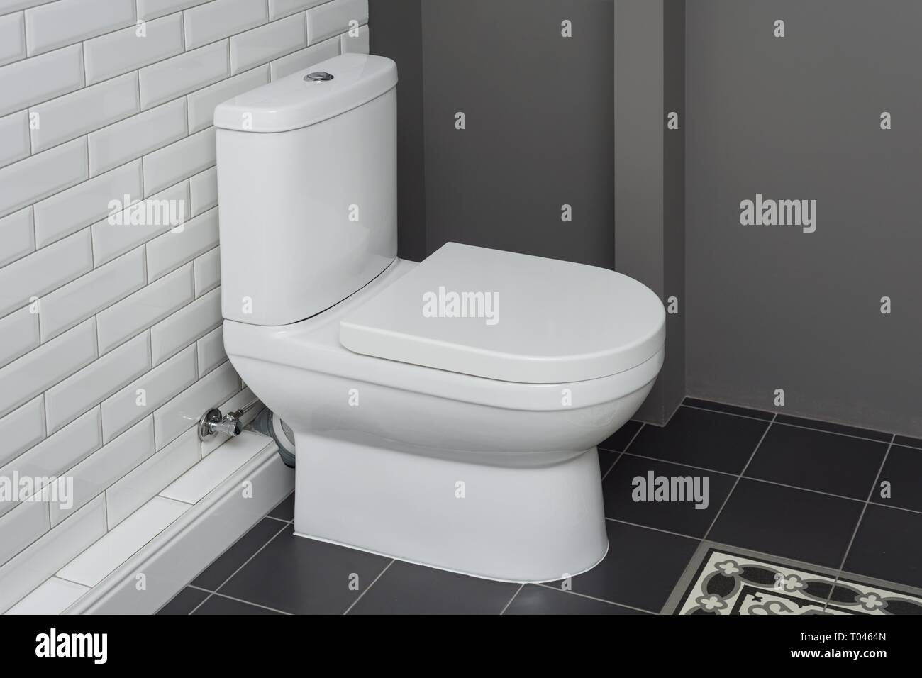 White ceramic toilet bowl in the bathroom interior close-up Stock Photo ...