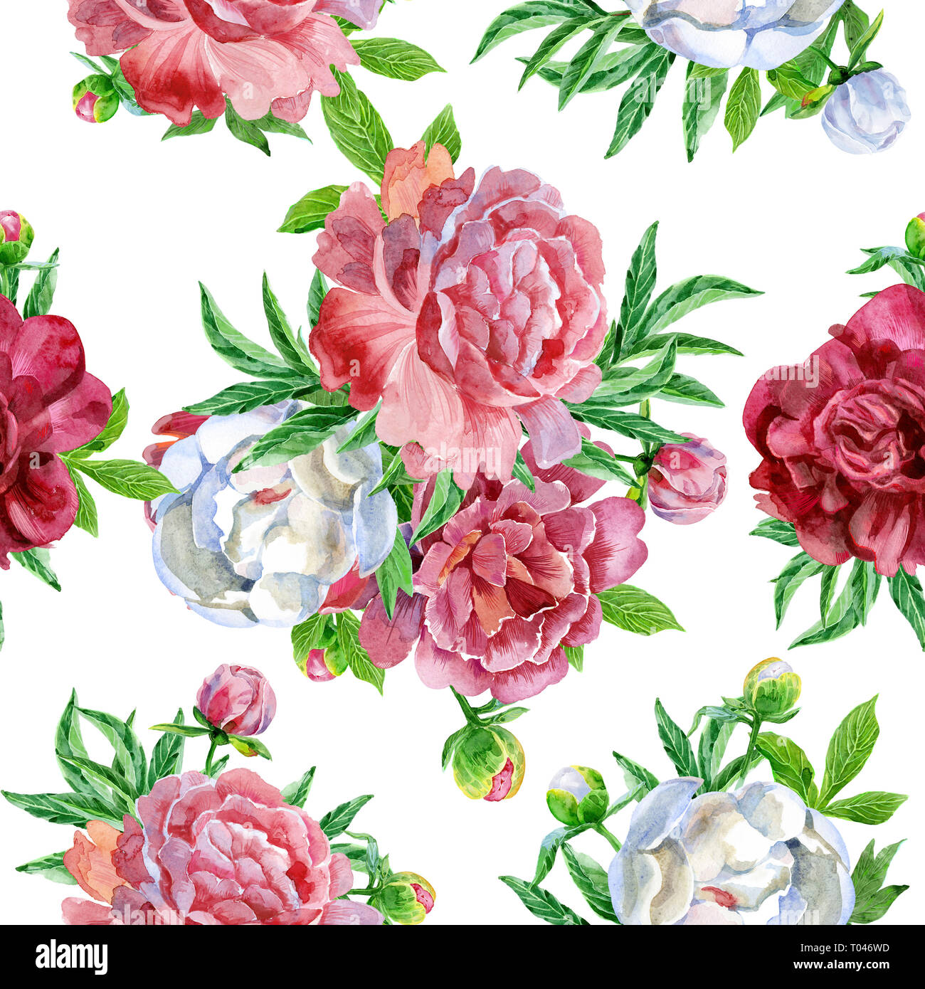 Seamless Pattern With Peonies Flowers Modern Floral Pattern For Packaging Textile Wallpaper Print Gift Wrap Greeting Or Wedding Background Stock Photo Alamy