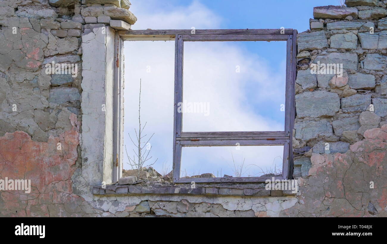 A House With No Ceiling And A Broken Brick Walls The Ruined House