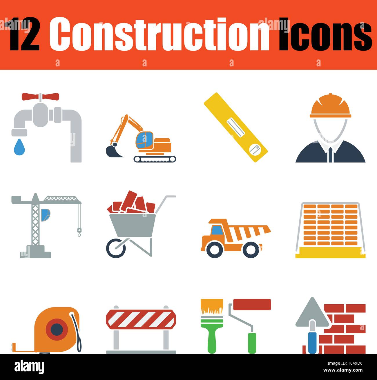 Construction icon set. Stencil color design. Vector illustration Stock ...