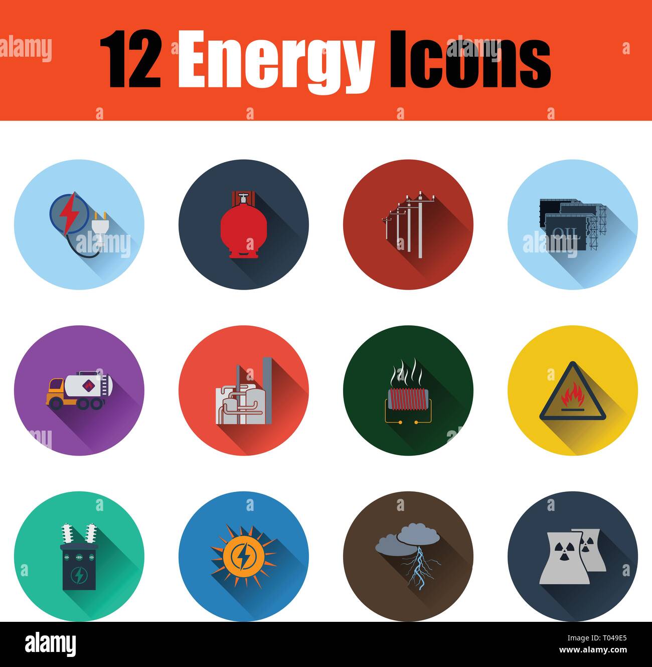 Energy icon set. Stencil color design. Vector illustration Stock Vector ...