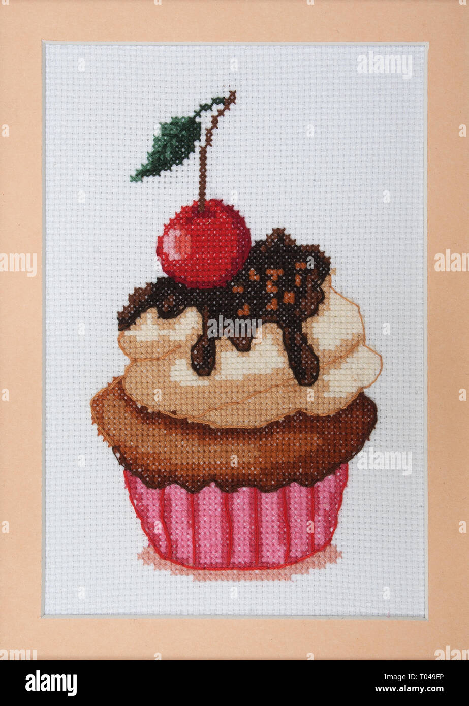 Cake. Crossstitch. Vertical format Stock Photo Alamy