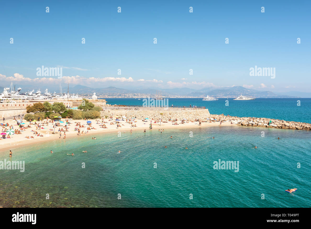 Antibes, France, September 11, 2018 The public bath Plage de la