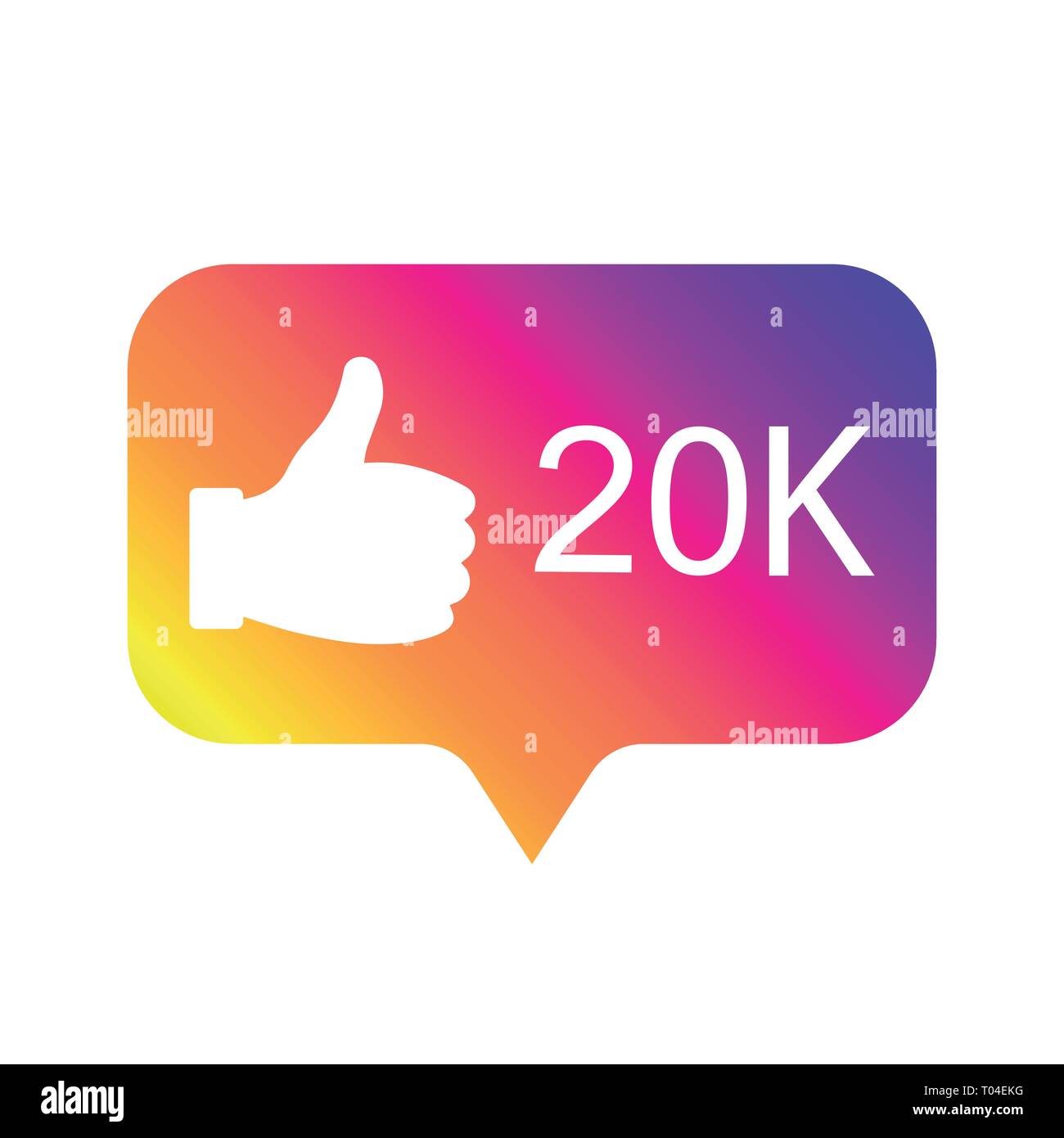 Counter Notification Icon, color gradient. Follower. Icon like 20K. Instagram 20000 like icon. Social media 20K like. Vector illustration. EPS 10. Stock Vector
