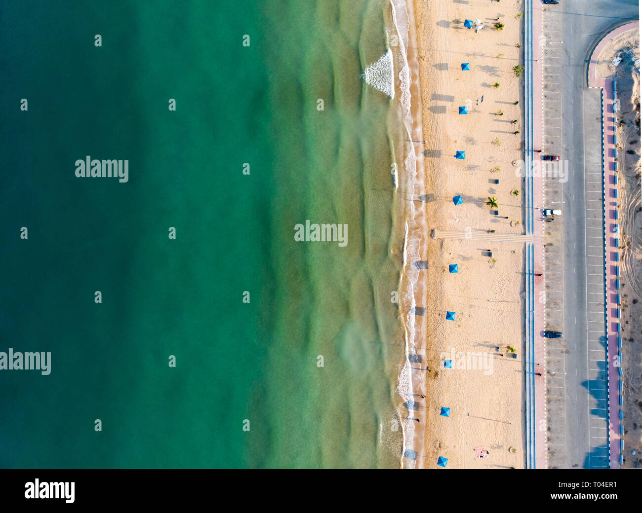 Aerial view at Flamingo beach in Ras Al Khaimah emirate of United Arab Emirates Stock Photo