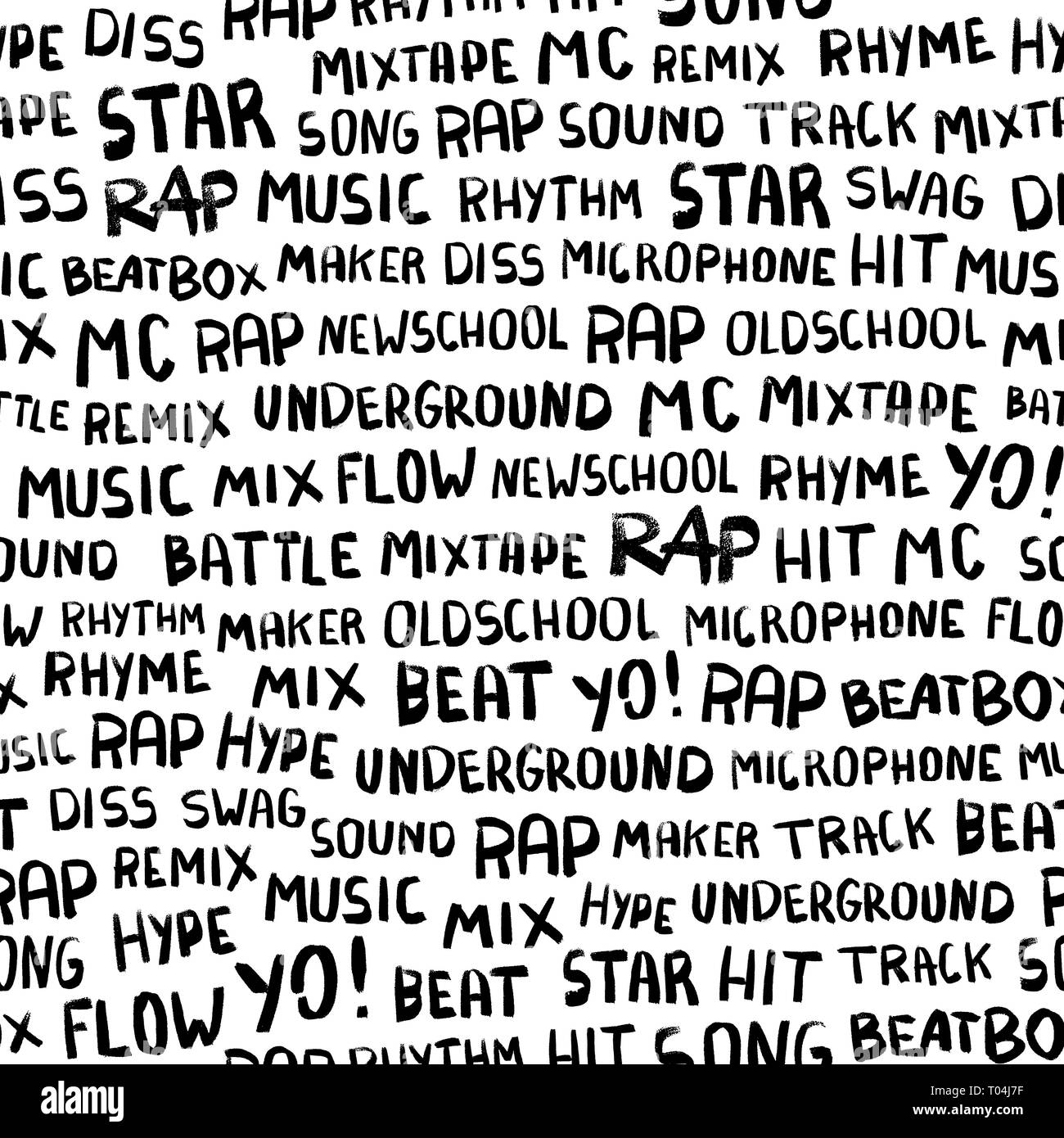 Seamless pattern with words on the rapper theme. Words rap, music, beat,  battle, hit, underground, mix and others. Hand drawn illustration Stock  Vector Image & Art - Alamy