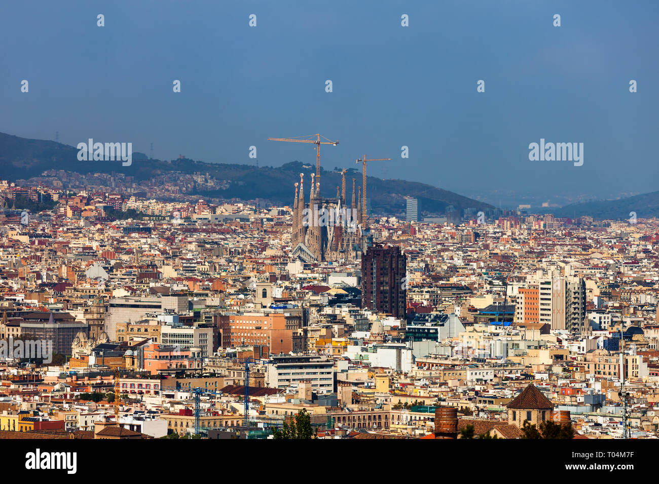 Aerial view of buildings in the city of barcelona hi-res stock ...