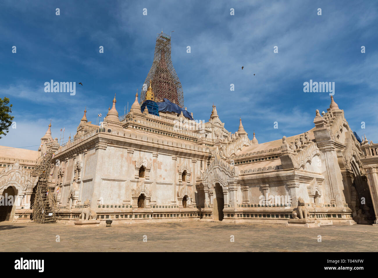 Ananda Temple in Old Bagan, Myanmar. The Buddhist temple houses four standing Buddhas, each one facing the cardinal direction of East, North, West and Stock Photo