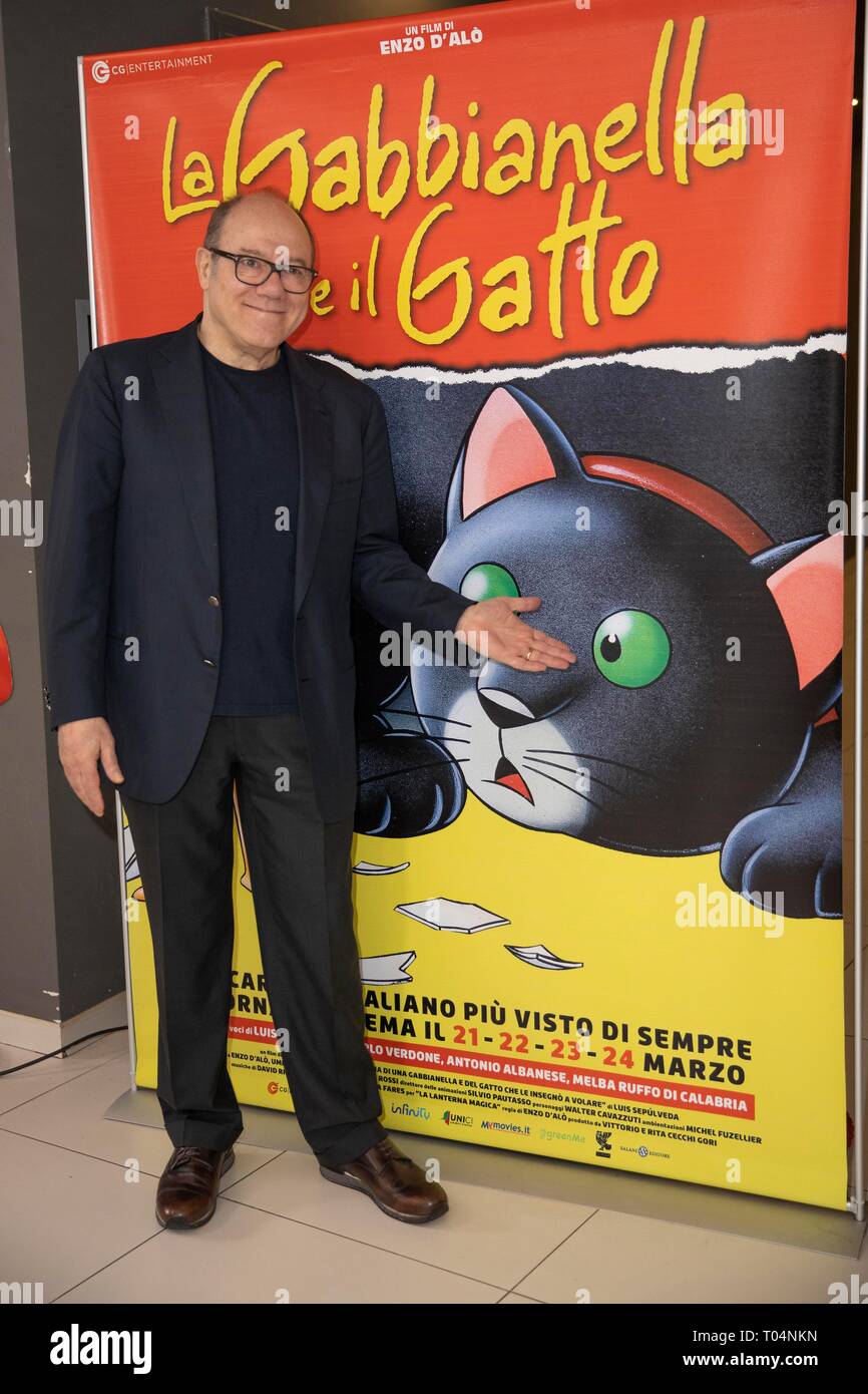 Carlo Verdone pictured during the photocall of the movie la gabbianella e il gatto at cinema lux - Roma Stock Photo
