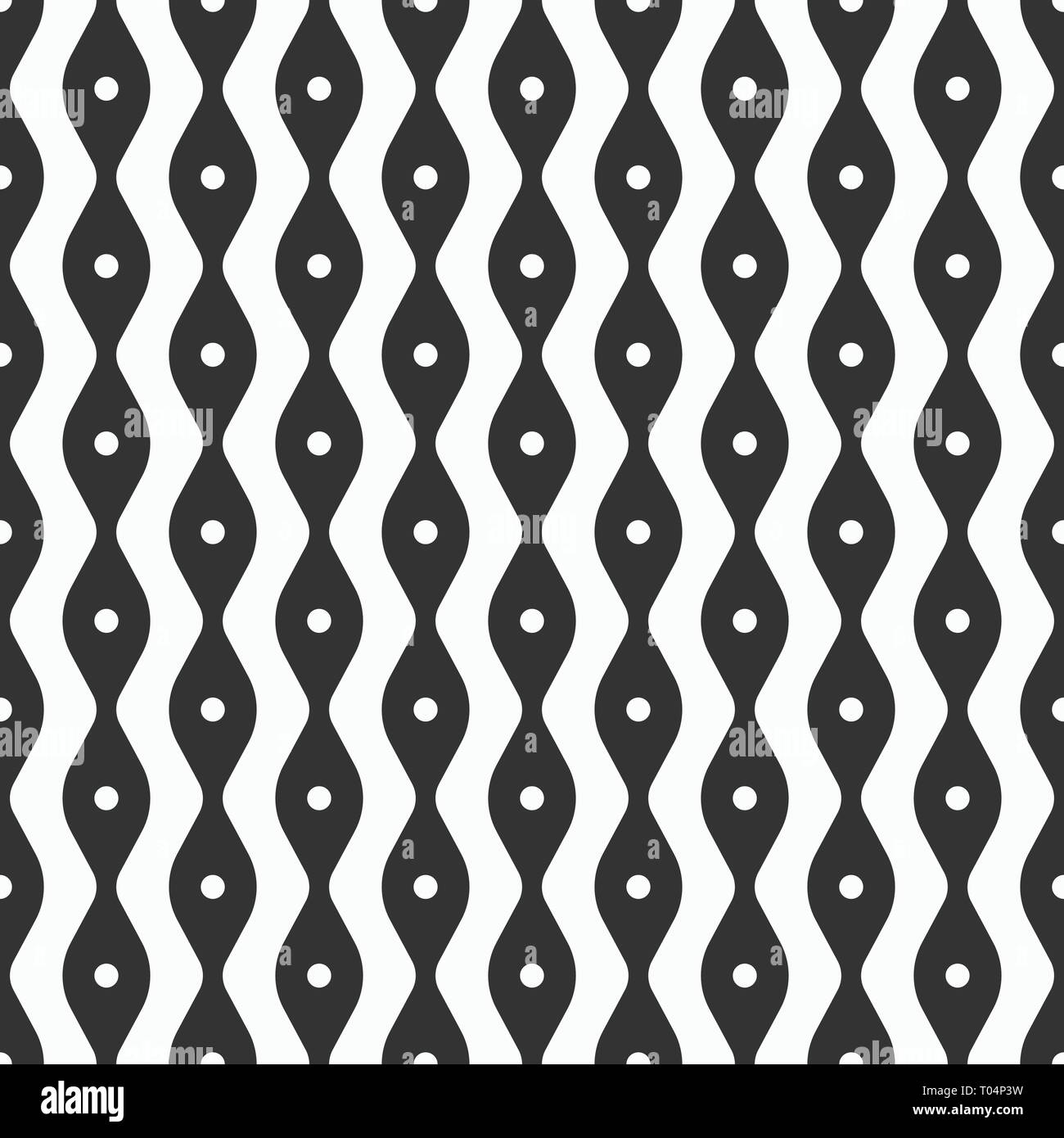 Abstract seamless pattern of smooth lines and dots. Stylish fabric print. Regularly repeated geometric ornament. Flat design. Vector background. Stock Vector