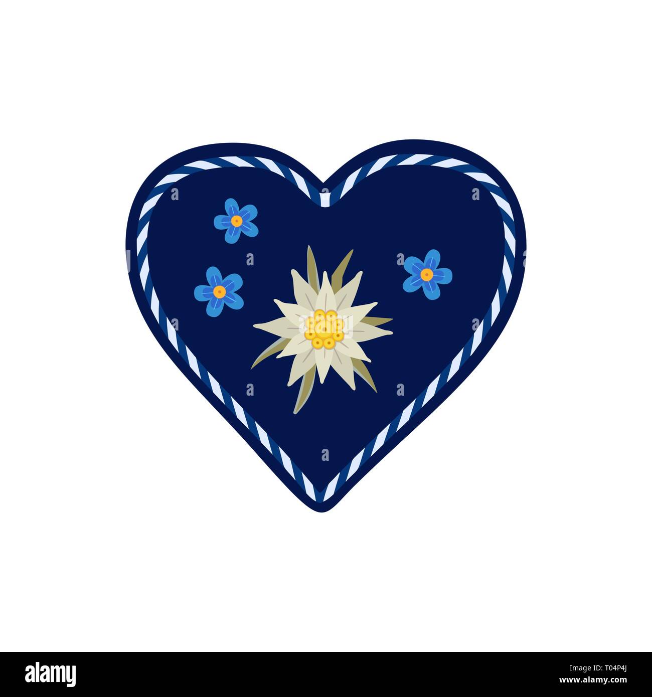 Hand drawn edelweiss flower in heart icon Stock Vector