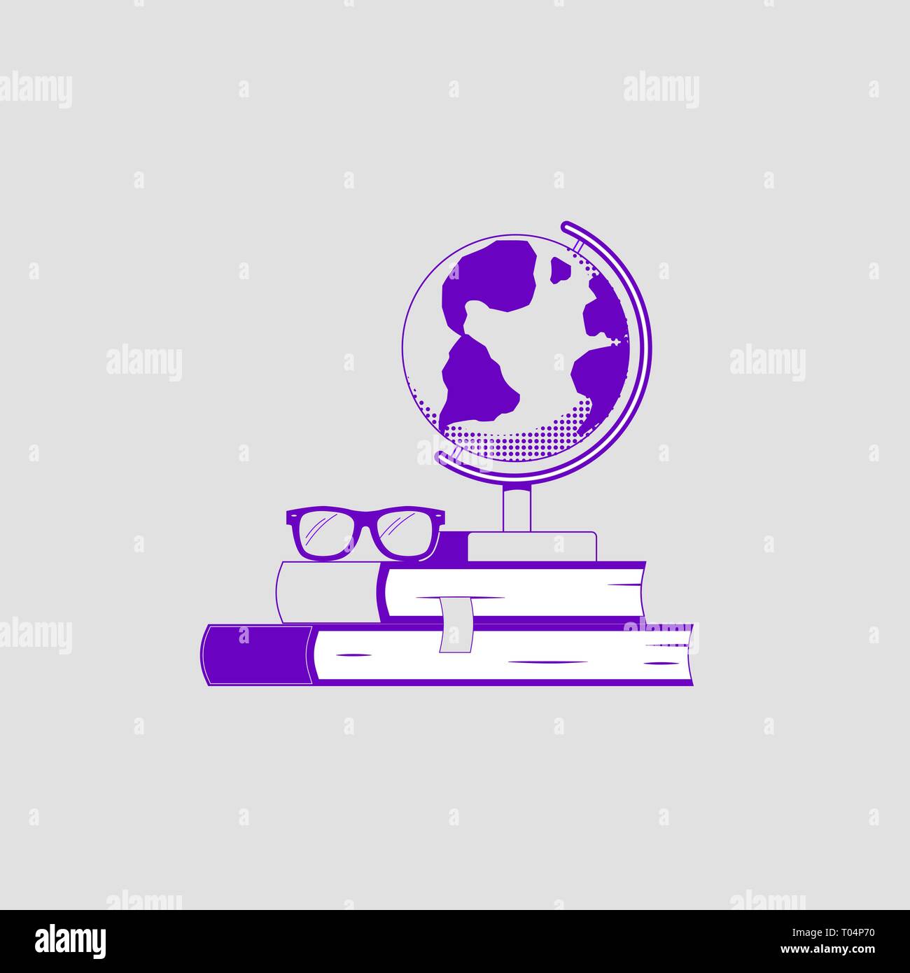World globe flat hand drawn vector icon Stock Vector