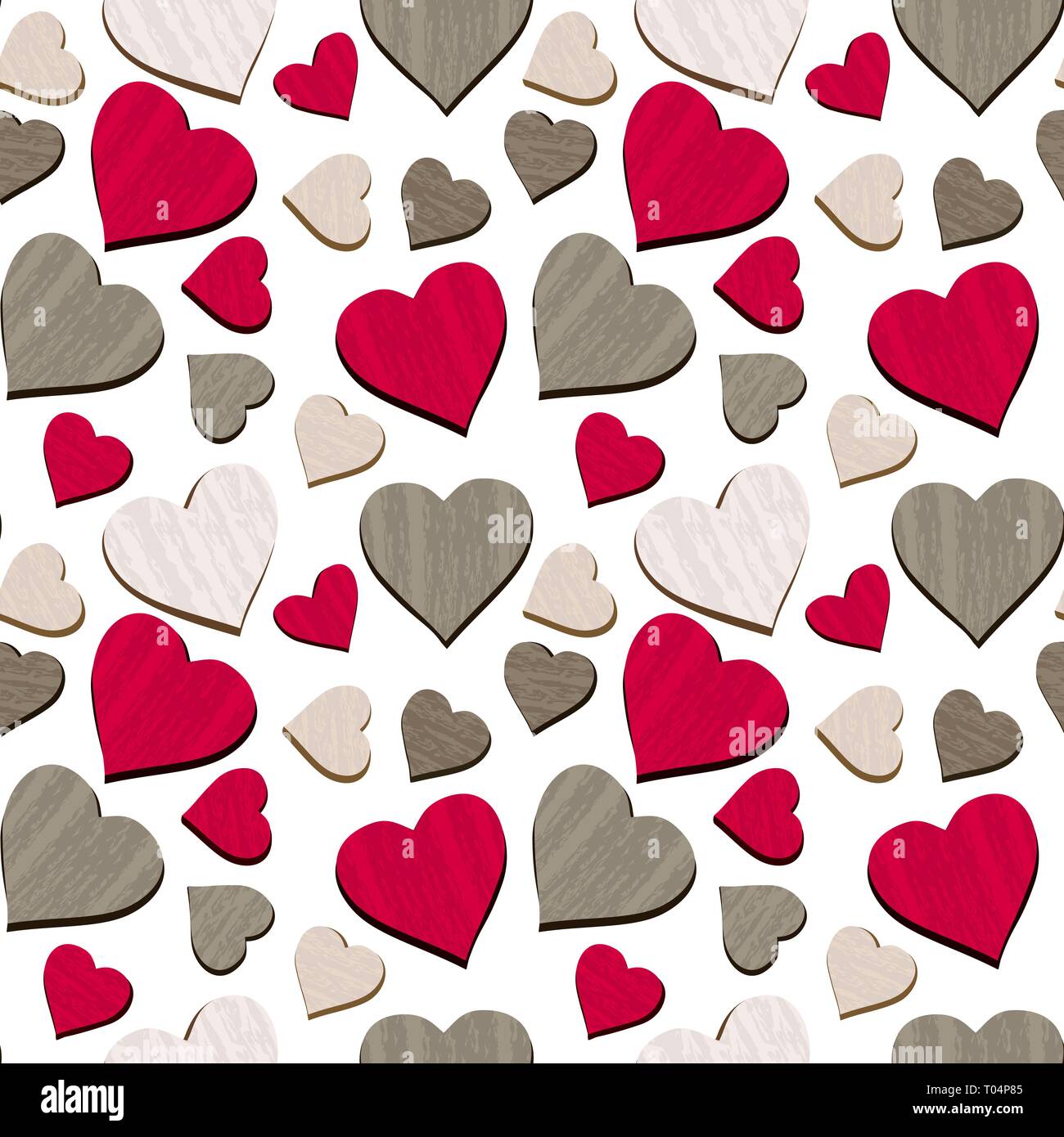 Texured hearts seamless pattern background Stock Vector