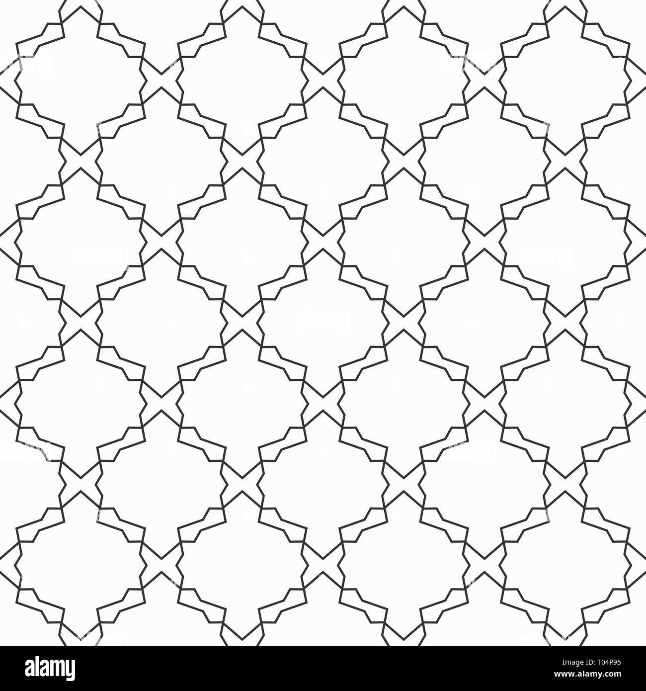 Abstract seamless pattern of intersecting geometric shapes. Geometric lattice. Linear style. Vector background. Stock Vector