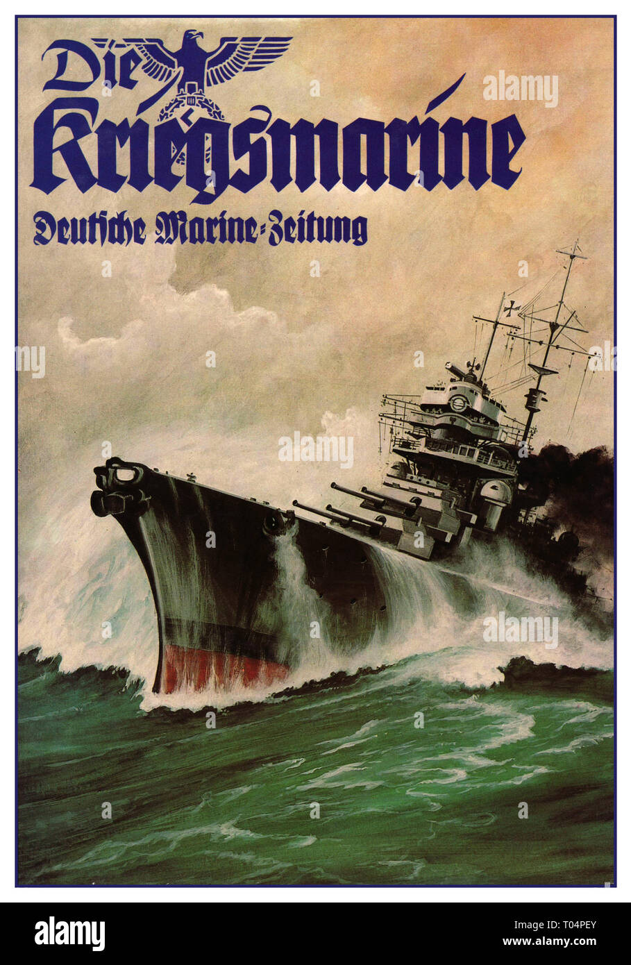 'The Kriegsmarine'  Nazi Germany Propaganda Magazine with German Eagle and Swastika on front cover The Kriegsmarine ' was a military magazine for the Kriegsmarine during WW2 Contents were the war of the sea, submarines, ships, the soldierly life of the German Navy, World War I, advertisements, novels, weapons, reports, sports and soldiers, theaters of war worldwide and the events of World War II from the end of 1939. Stock Photo