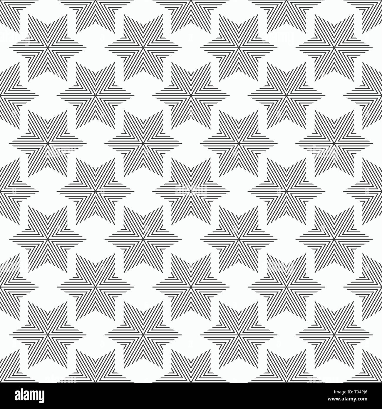 Abstract seamless pattern of striped six-pointed stars. Modern stylish ...