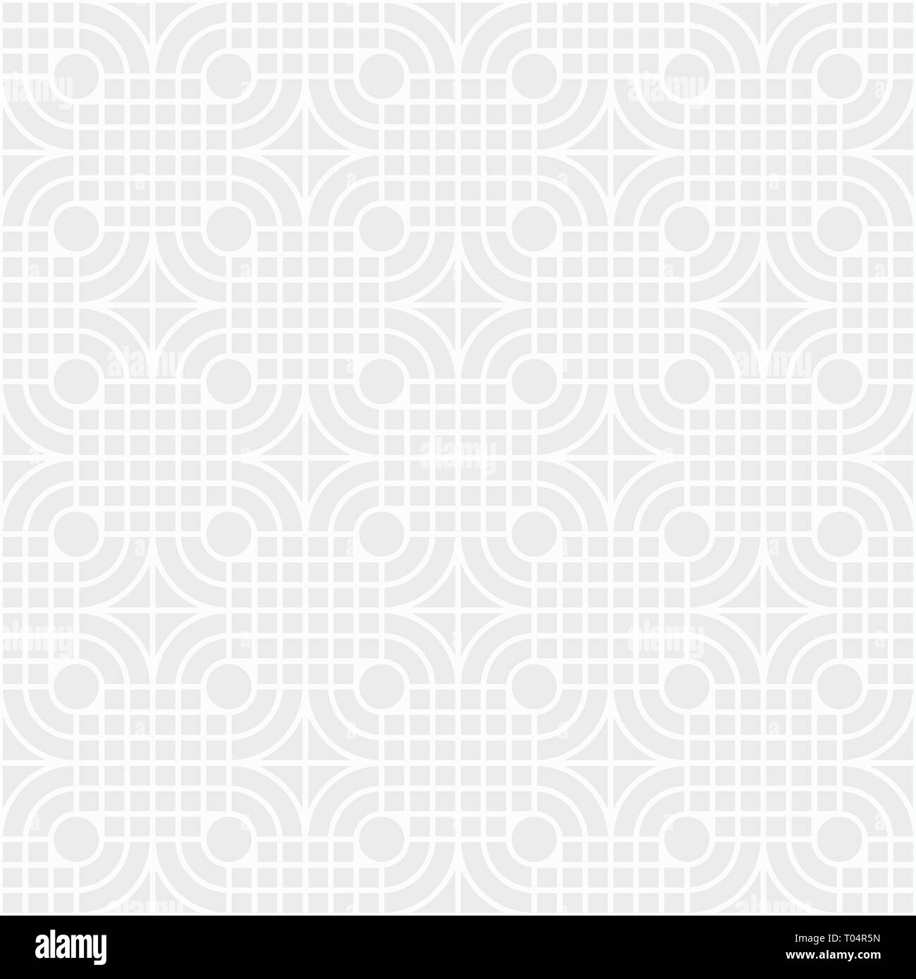 Abstract seamless pattern. Modern stylish texture. Regularly repeating geometric ornament of squares, circles, rounded shapes. Floor pattern. Stock Vector