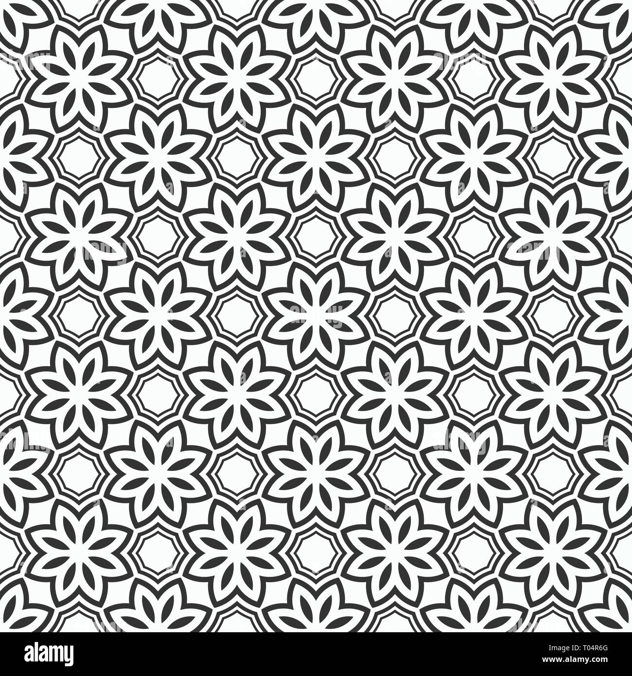 Abstract Seamless Black and White Floral Pattern Stock Photo - Alamy