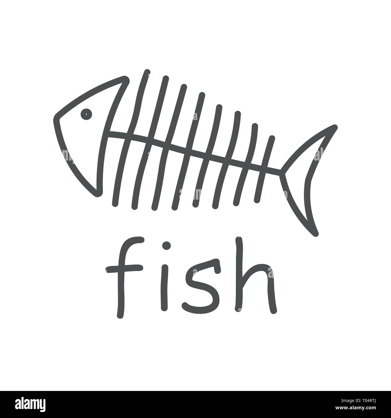 Fish sceleton white sign on dark background. Vector Illustration. EPS 10 Stock Vector