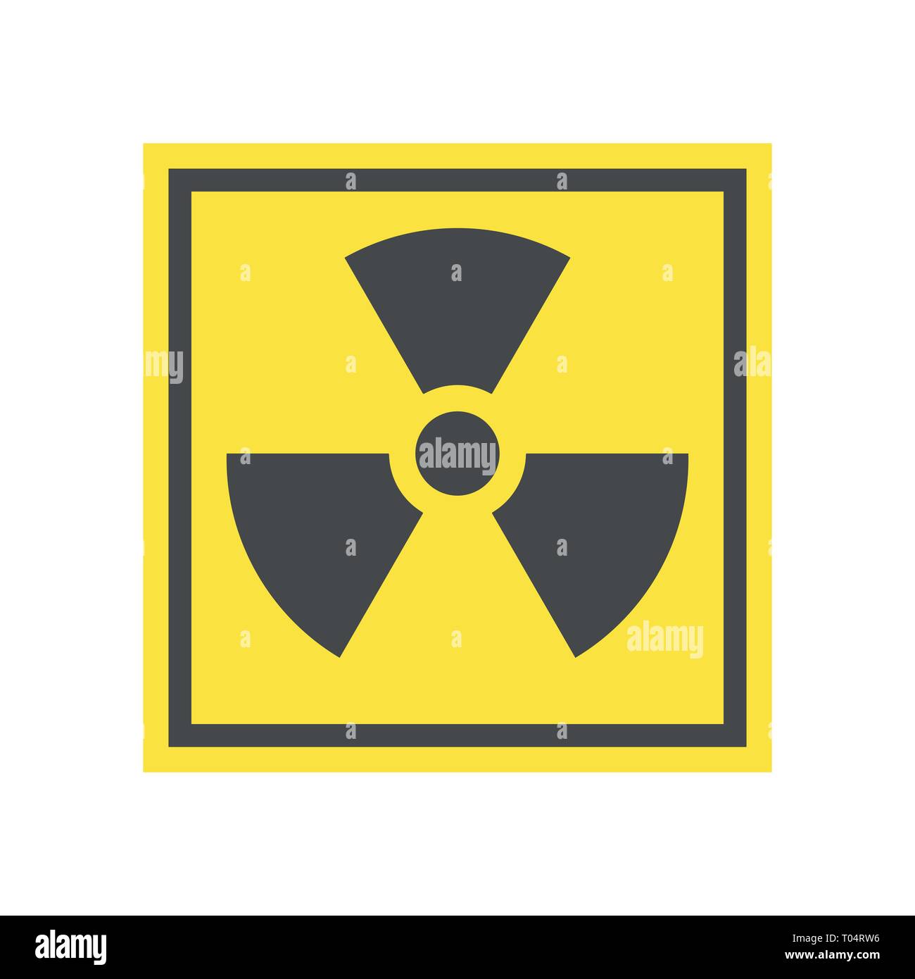 Radioactive warning yellow triangle sign. Radioactivity warning vector symbol. Stock Vector