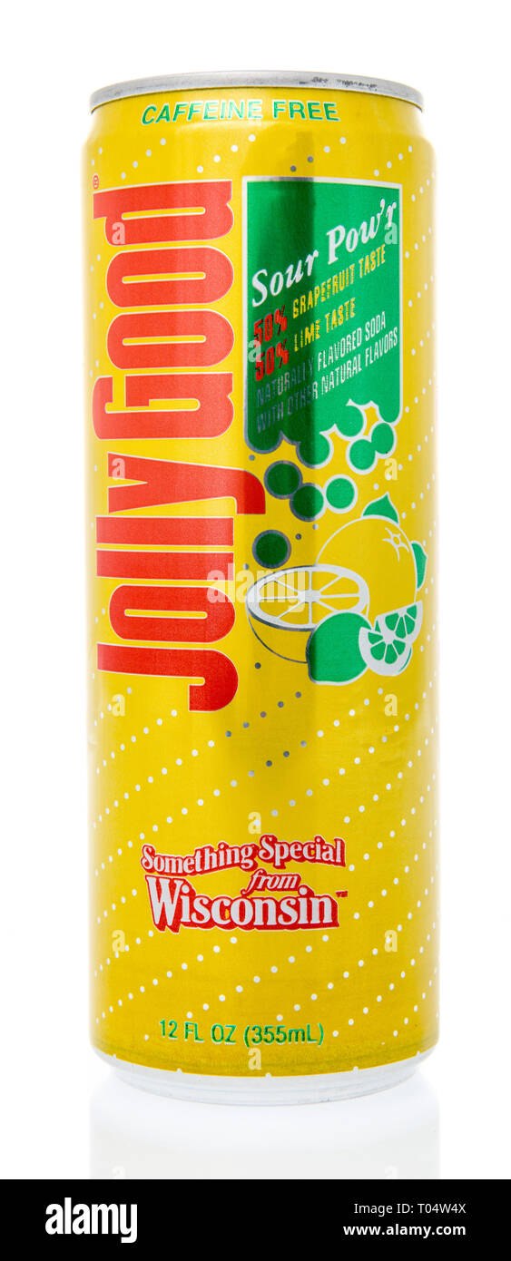 Winneconne, WI 14 March 2019 A can of Jolly Good soda made in