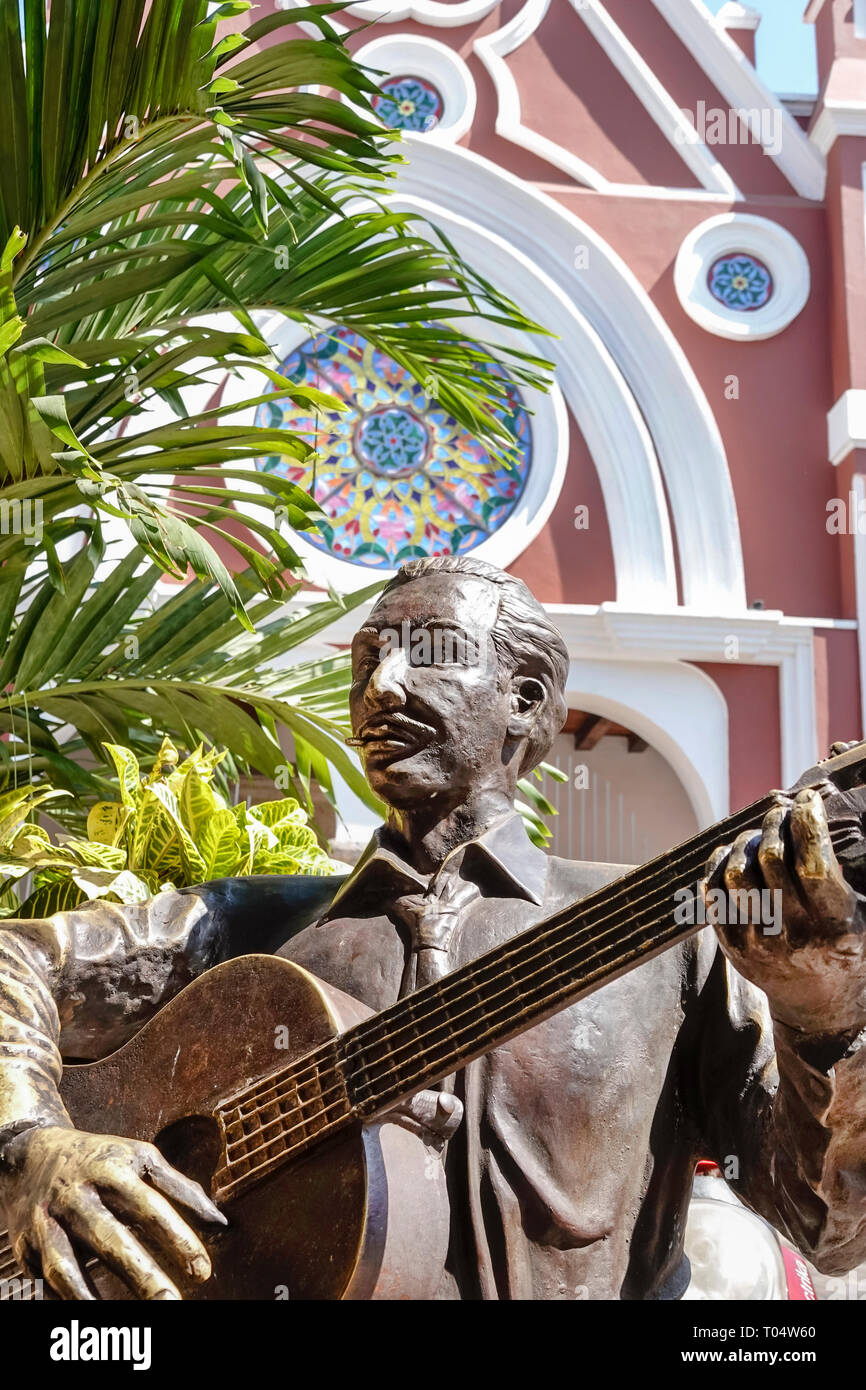Cartagena Colombia,Parque de San Diego,public park,statue,monument,Adolfo Mejia Navarro,musician composer,COL190120106 Stock Photo