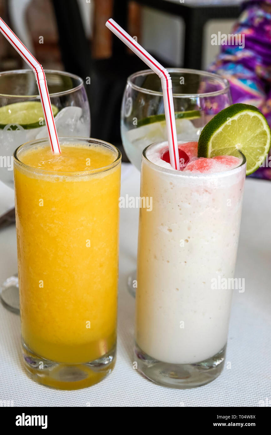 Cartagena Colombia,Center,centre,San Diego,La Cocina de Cartagena,restaurant restaurants food dining cafe cafes,inside interior,tropical drinks,passio Stock Photo