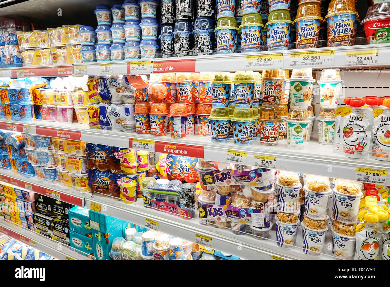 Cartagena Colombia,Center,centre,La Matuna,Exito Mercado,inside interior,grocery store supermarket,display sale food shelf shelves,packaging products, Stock Photo