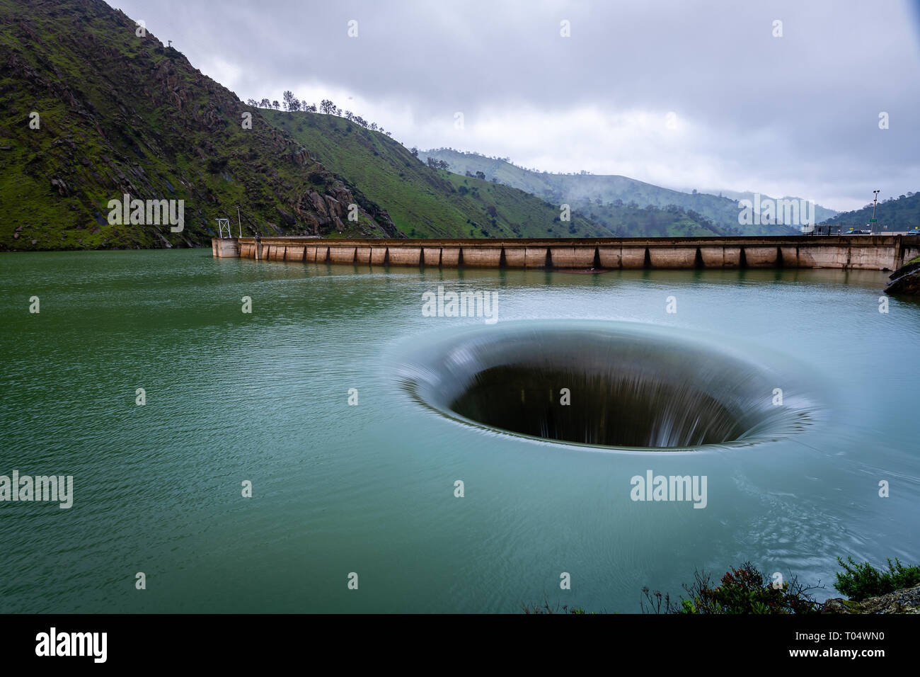 The spectacular 'Glory Hole' spillway in Monticello Dam, California