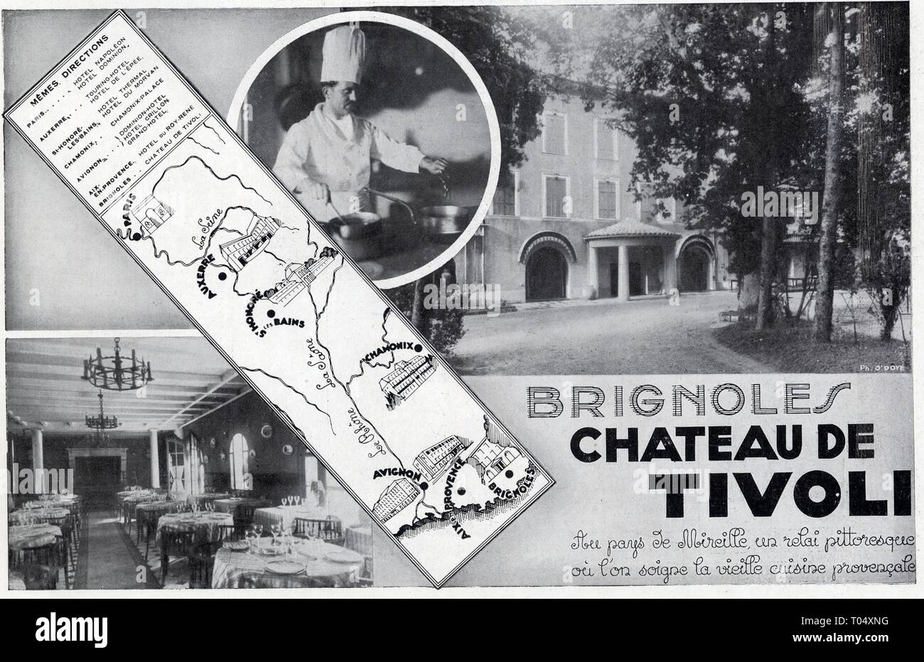 Publicité ancienne. Brignoles. Château de Tivoli. 1 mars 1930 Stock Photo