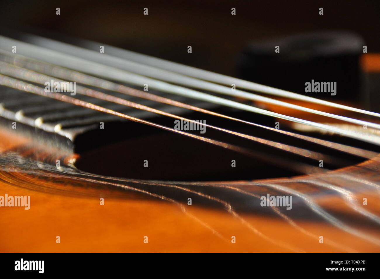 Classical guitar. Issuing a stringed instrument sounds. Fretboard ...