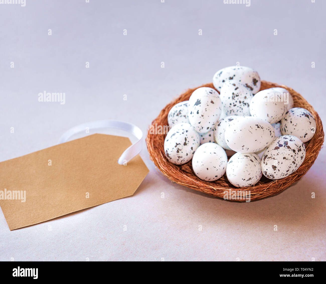 Easter background with eggs in nest Stock Photo - Alamy