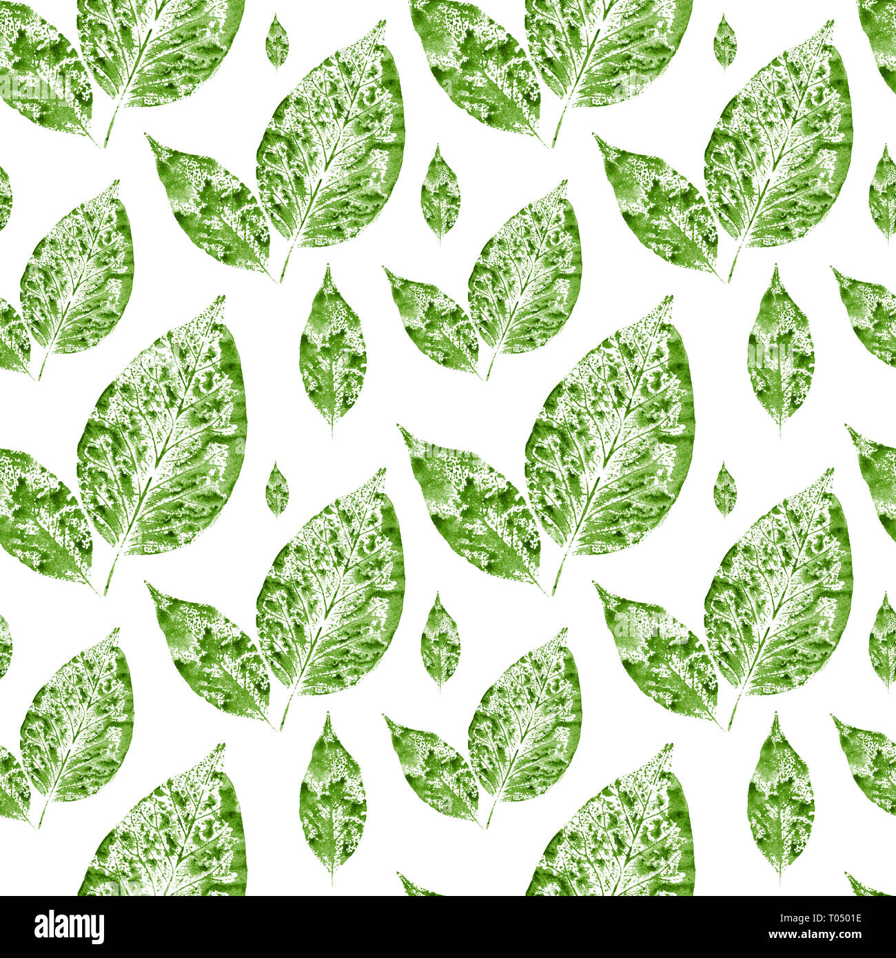 Watercolor green leaves seamless pattern background Stock Photo - Alamy