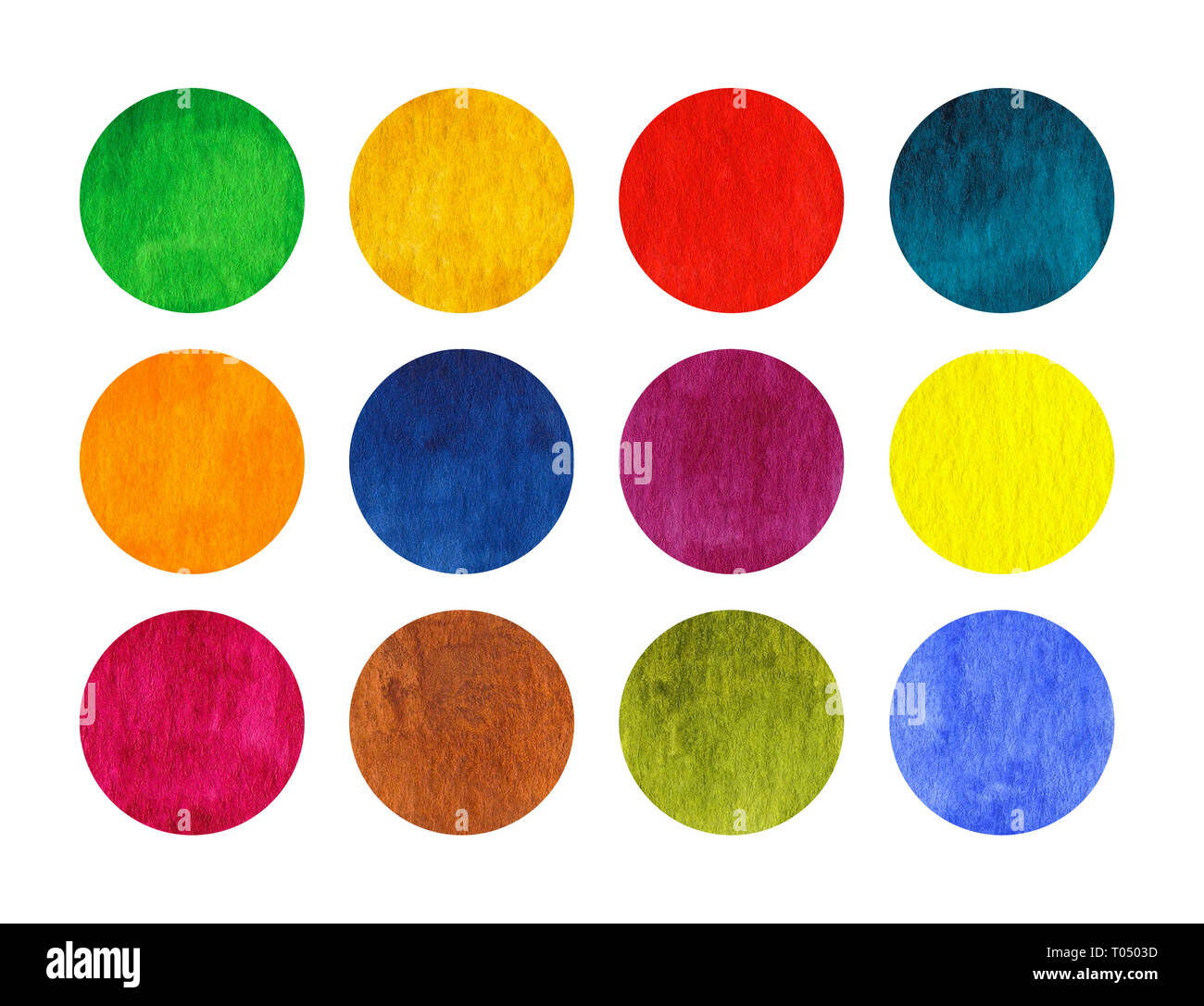 Rainbow watercolor circles isolated on white background Stock Photo Alamy