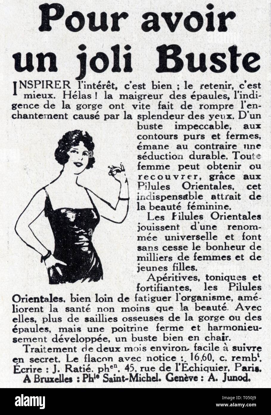 Publicité ancienne. Pour avoir un joli buste.1 mars 1930 Stock Photo