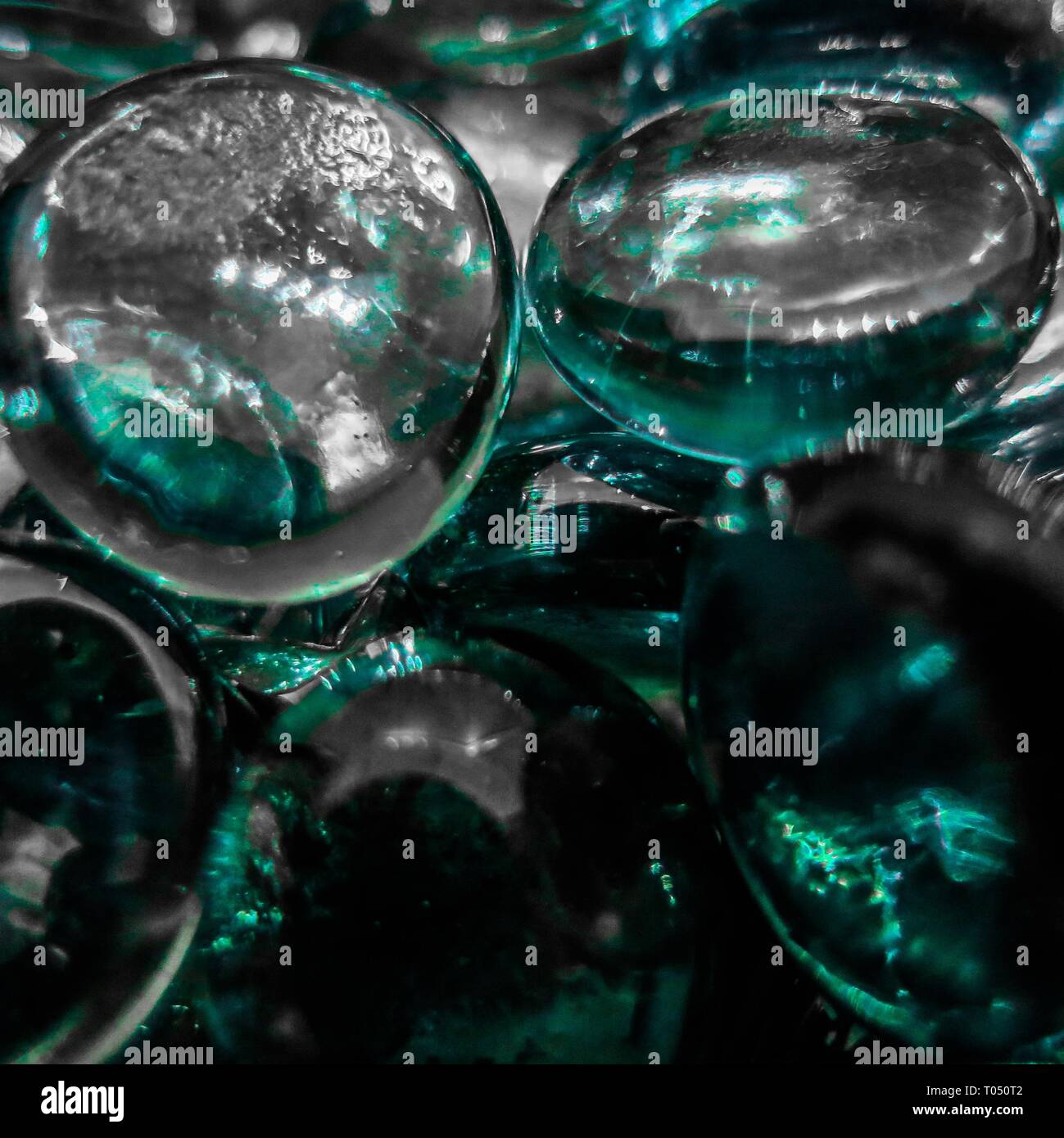 Decorative glass marbles. Concept : parallel universes. Stock Photo