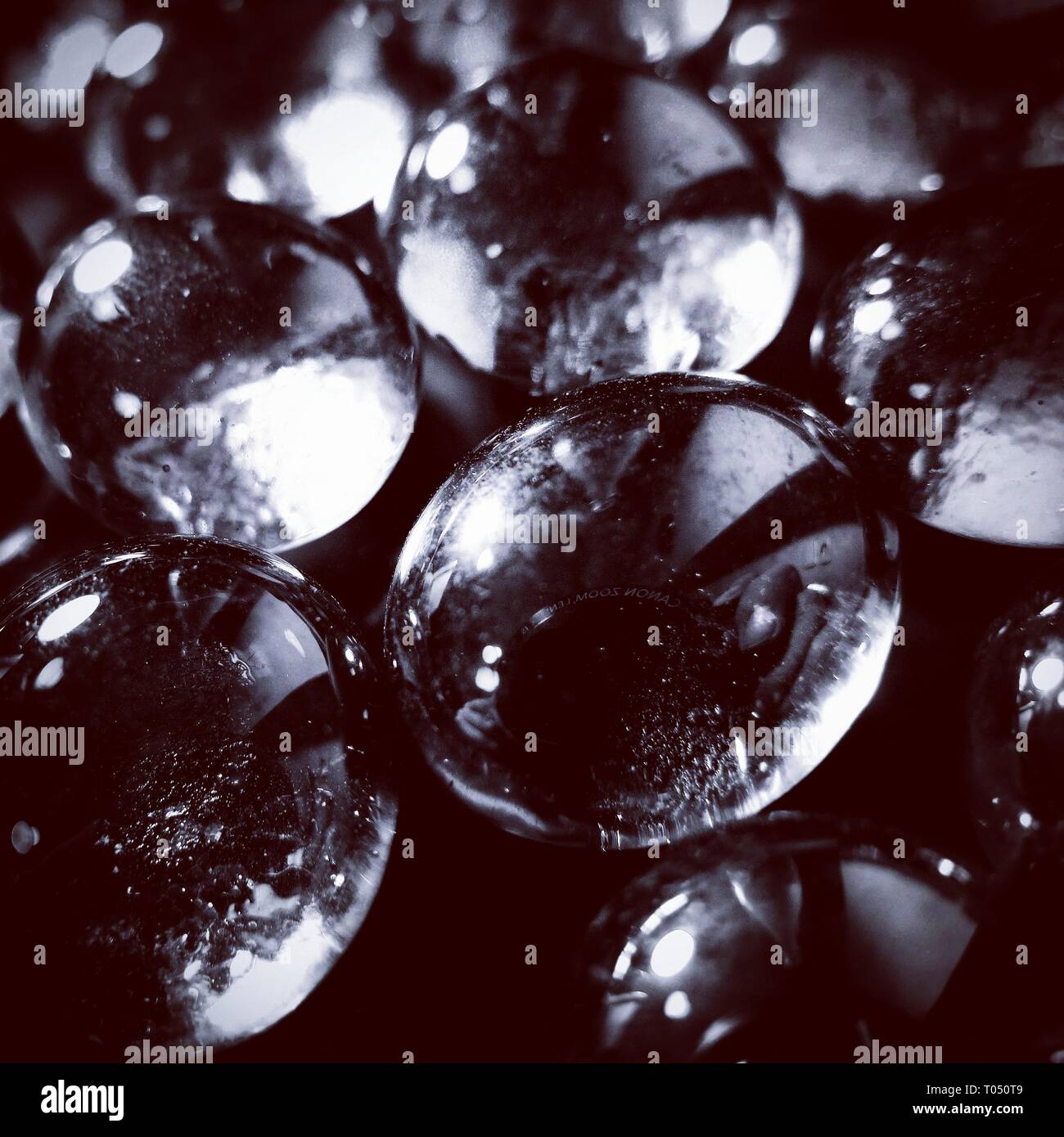 Decorative glass marbles. Concept : Parallel universes. Stock Photo