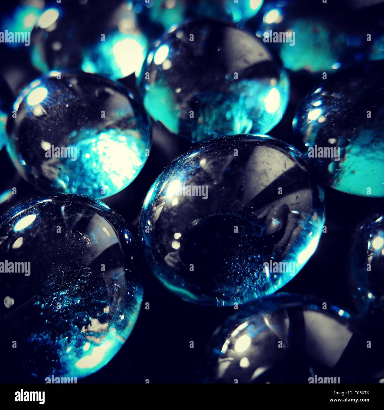 Decorative glass marbles. Concept : parallel universes. Stock Photo