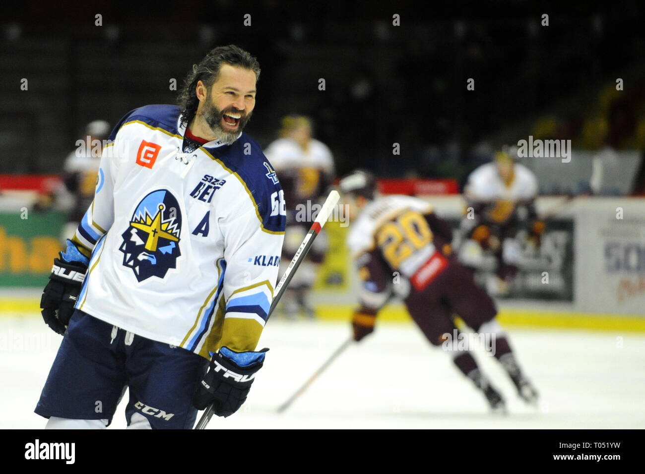 Jaromir Jagr of Kladno screams during the Czech Extraliga match