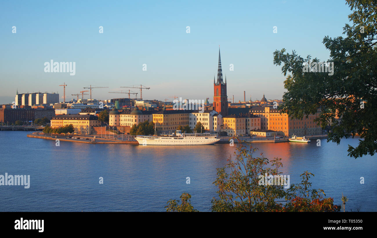 Aerial view of Stockholm city center with Riddarholmen and Gamla Stan Stock Photo