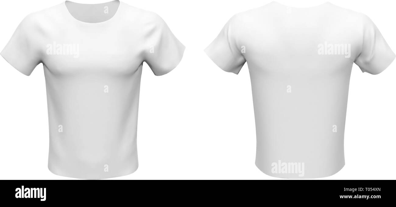 Blank mockup set of white basic unisex t-shirt, front view, isolated on ...