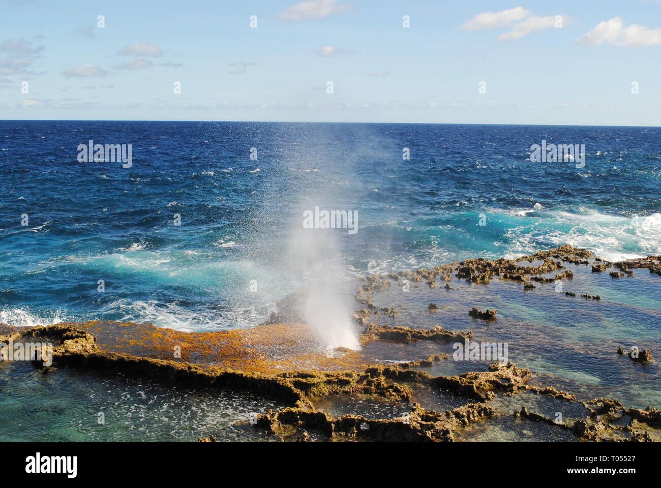The Tinian Blow Hole, one of the famous attractions in the Northern