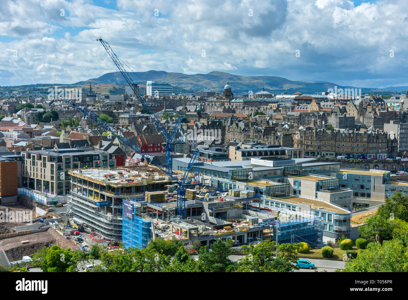Edinburgh and the Pentland Hills, from Calton Hill, Scotland, UK Stock Photo