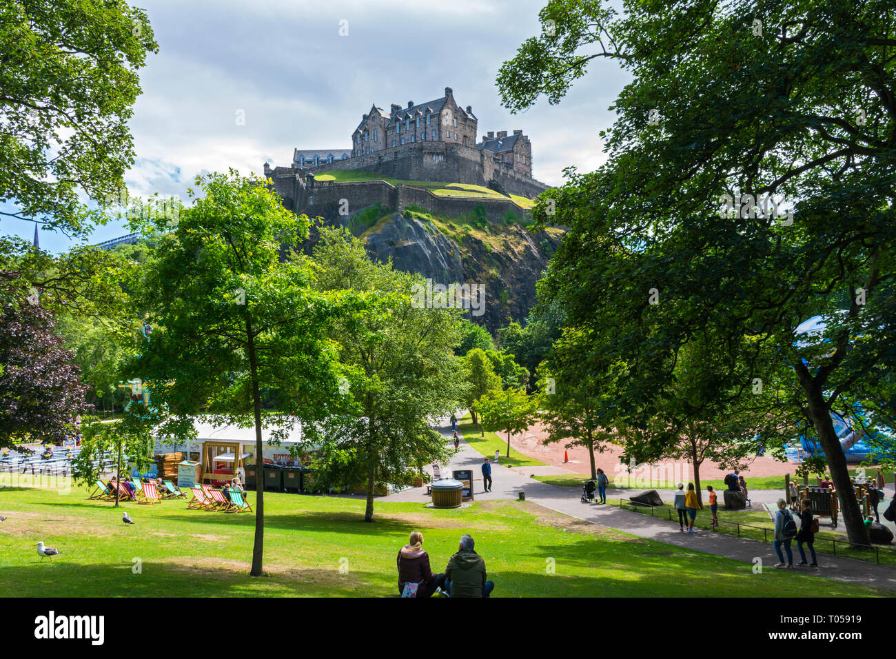 The Castle from West Princes Street Gardens, Edinburgh, Scotland, UK. Stock Photo
