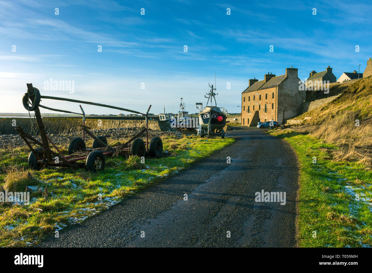 The Harbour House at Keiss, harbour.  Built c1831, formerly a fishing warehouse, now converted to a holiday home.  Keiss, Caithness, Scotland, UK Stock Photo